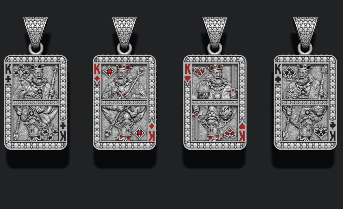 playing cards kings pack set 3D print model_9