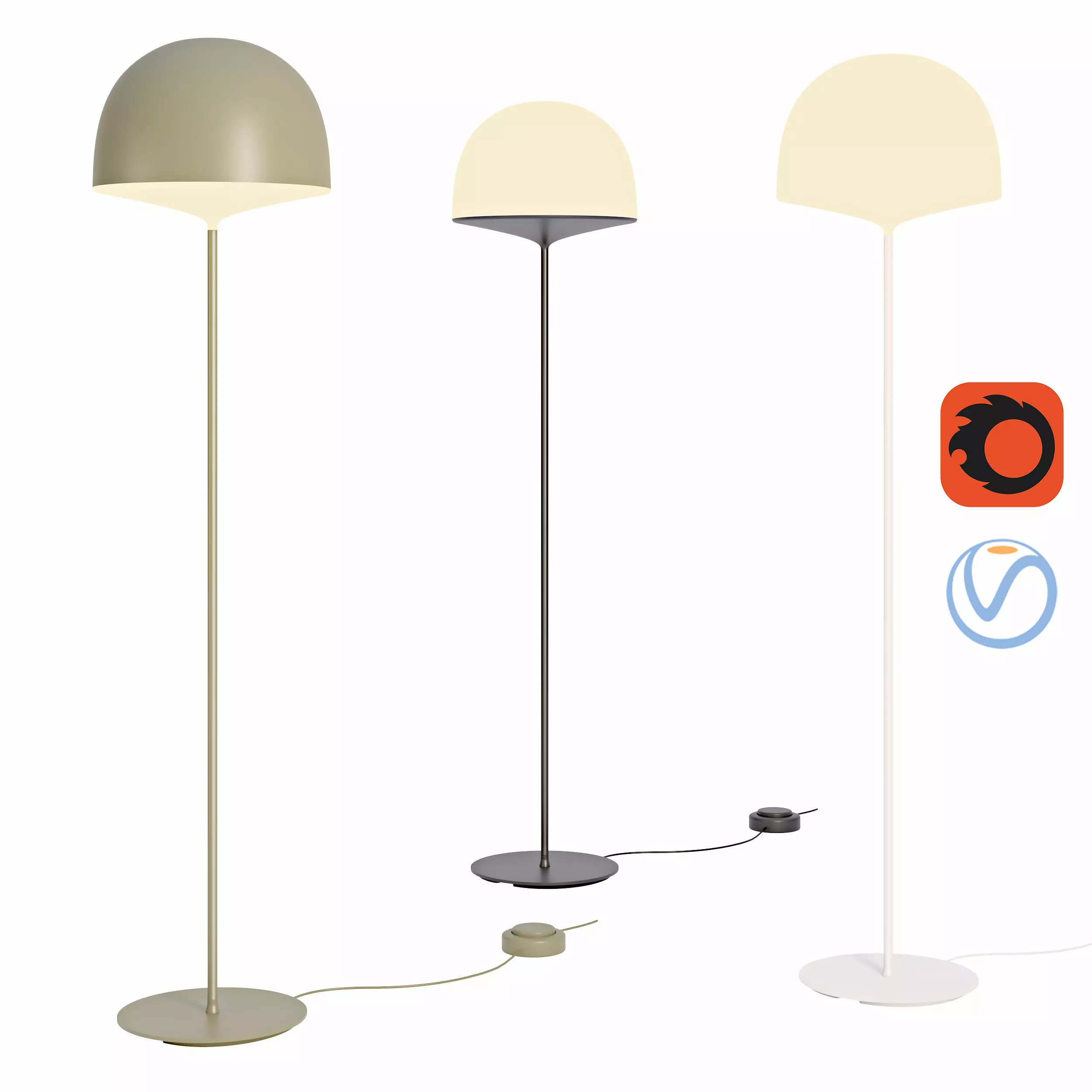 Fontana Arte Cheshire Floor Lamps by Gam Fratesi 3D model_0