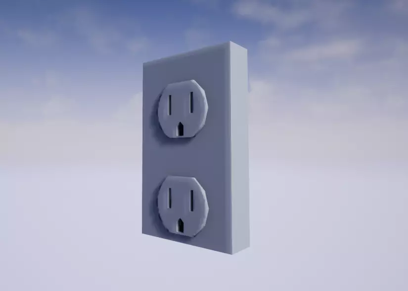 Stock power outlet Low-poly 3D model_0