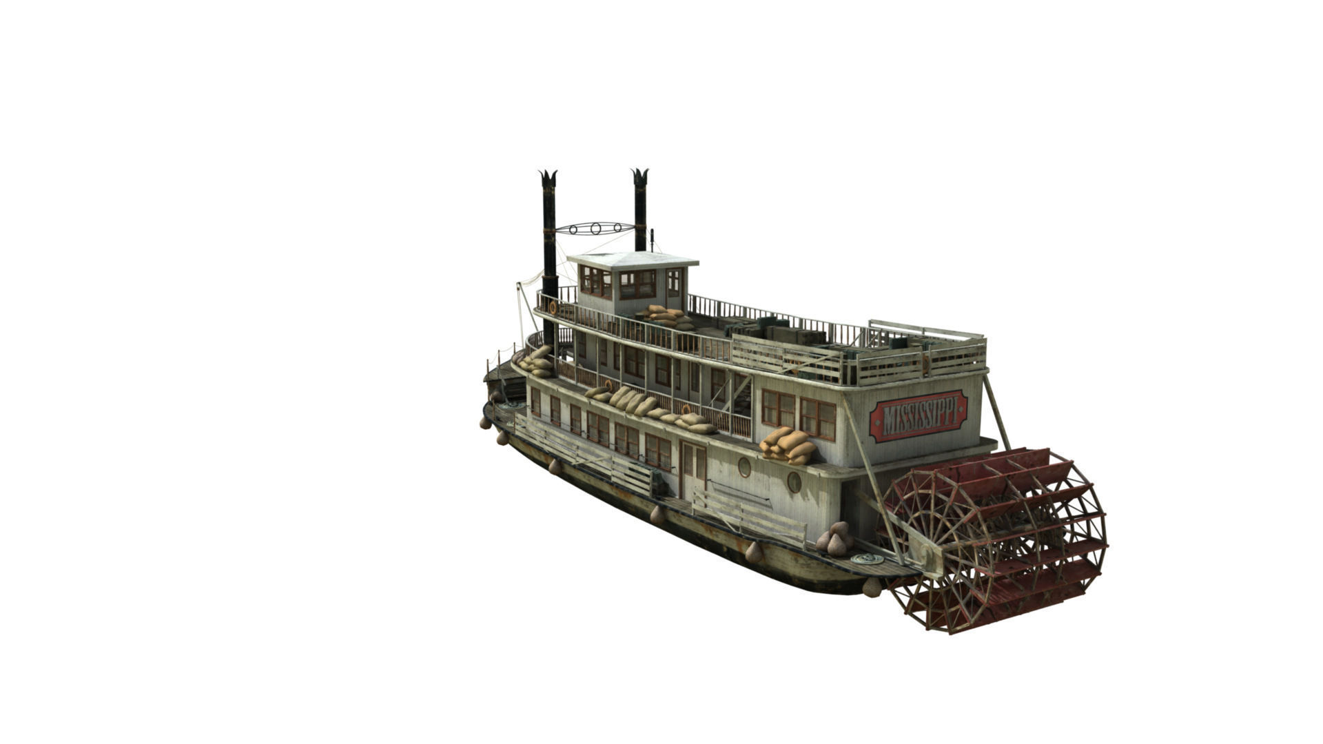 Steamboat riverboat 3D model_2