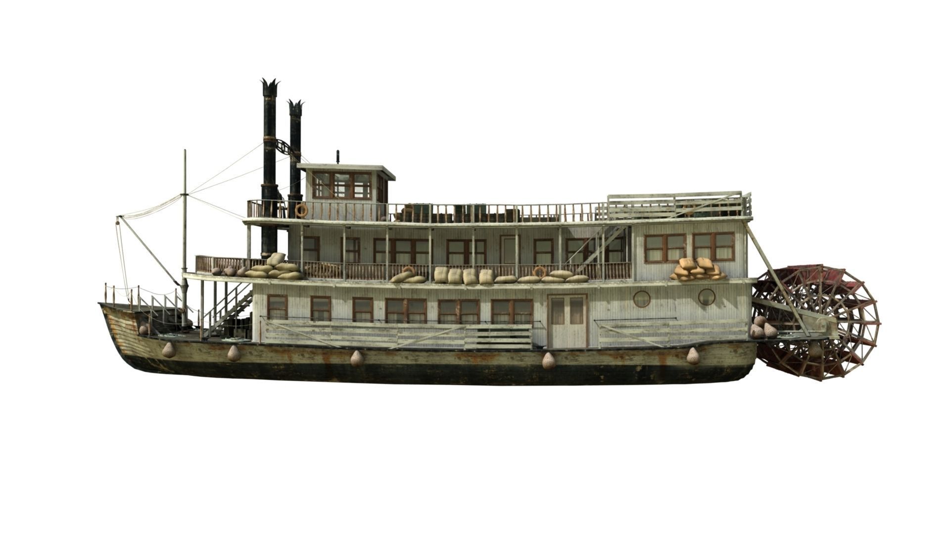 Steamboat riverboat 3D model_1