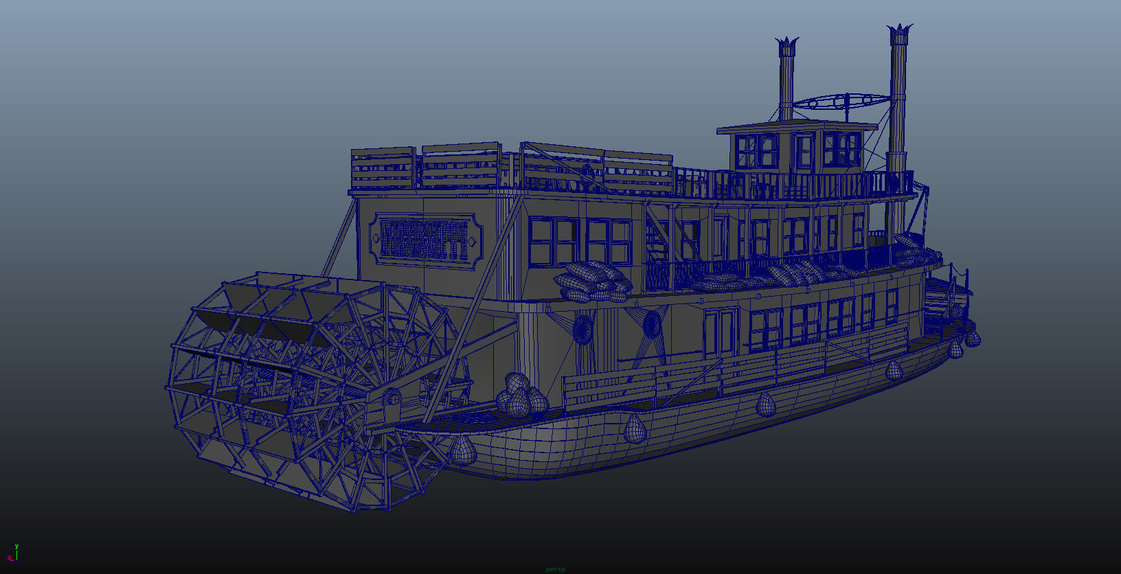 Steamboat riverboat 3D model_7