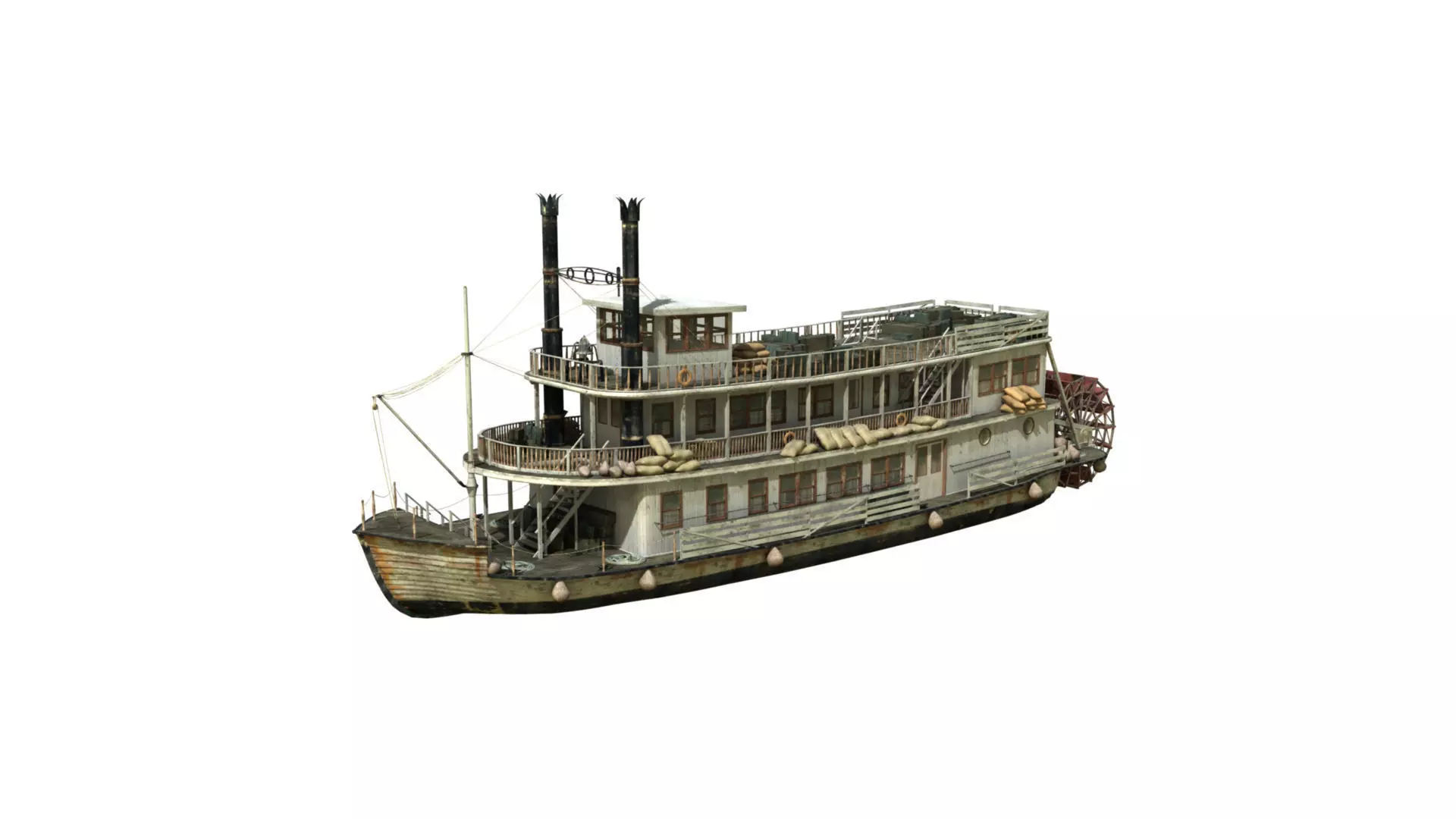 Steamboat riverboat 3D model_0