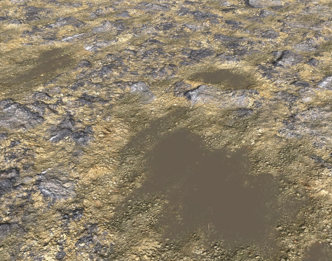 Rocky terrain with puddles PBR Texture_2