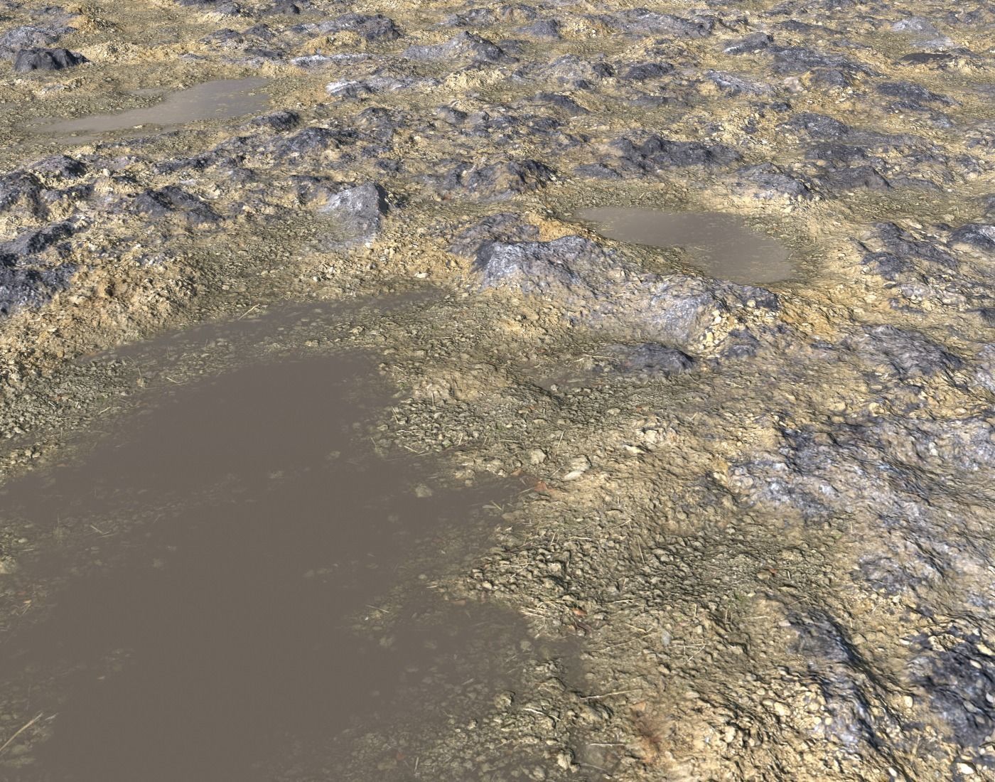 Rocky terrain with puddles PBR Texture_6