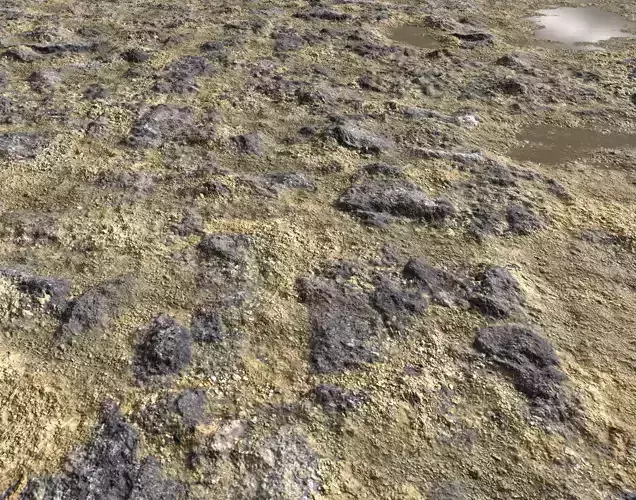 Rocky terrain with puddles PBR Texture
