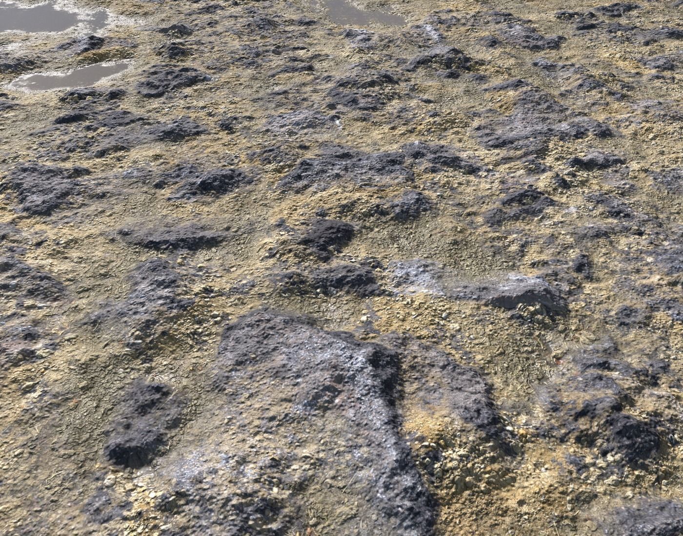 Rocky terrain with puddles PBR Texture_5