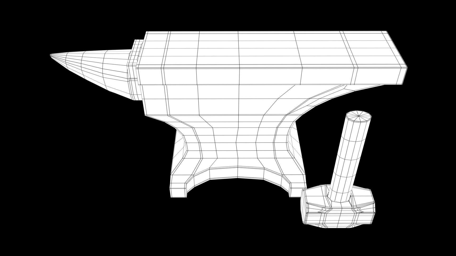 Anvil and Sledge Hammer Low-poly 3D model_3
