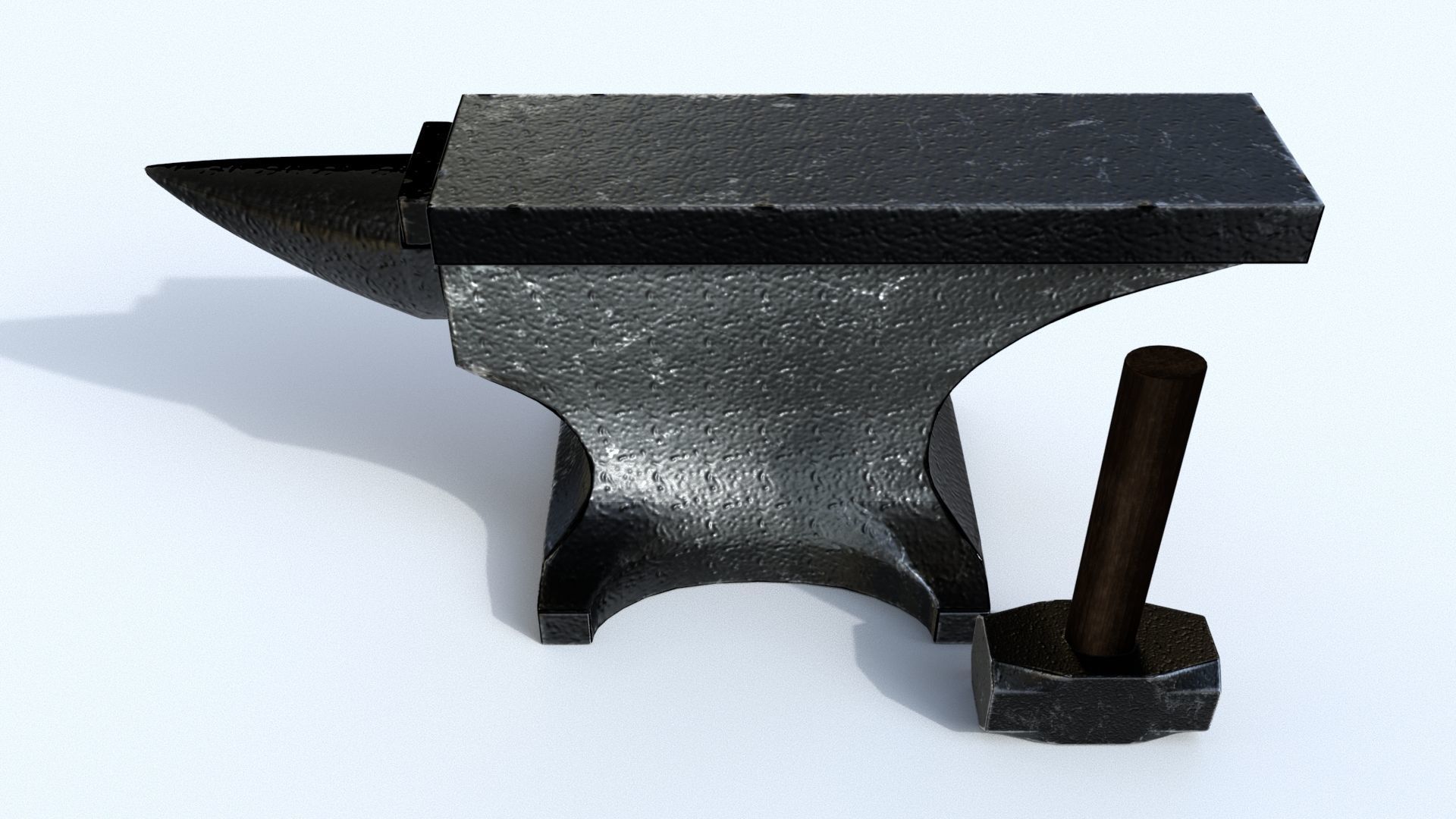 Anvil and Sledge Hammer Low-poly 3D model_2