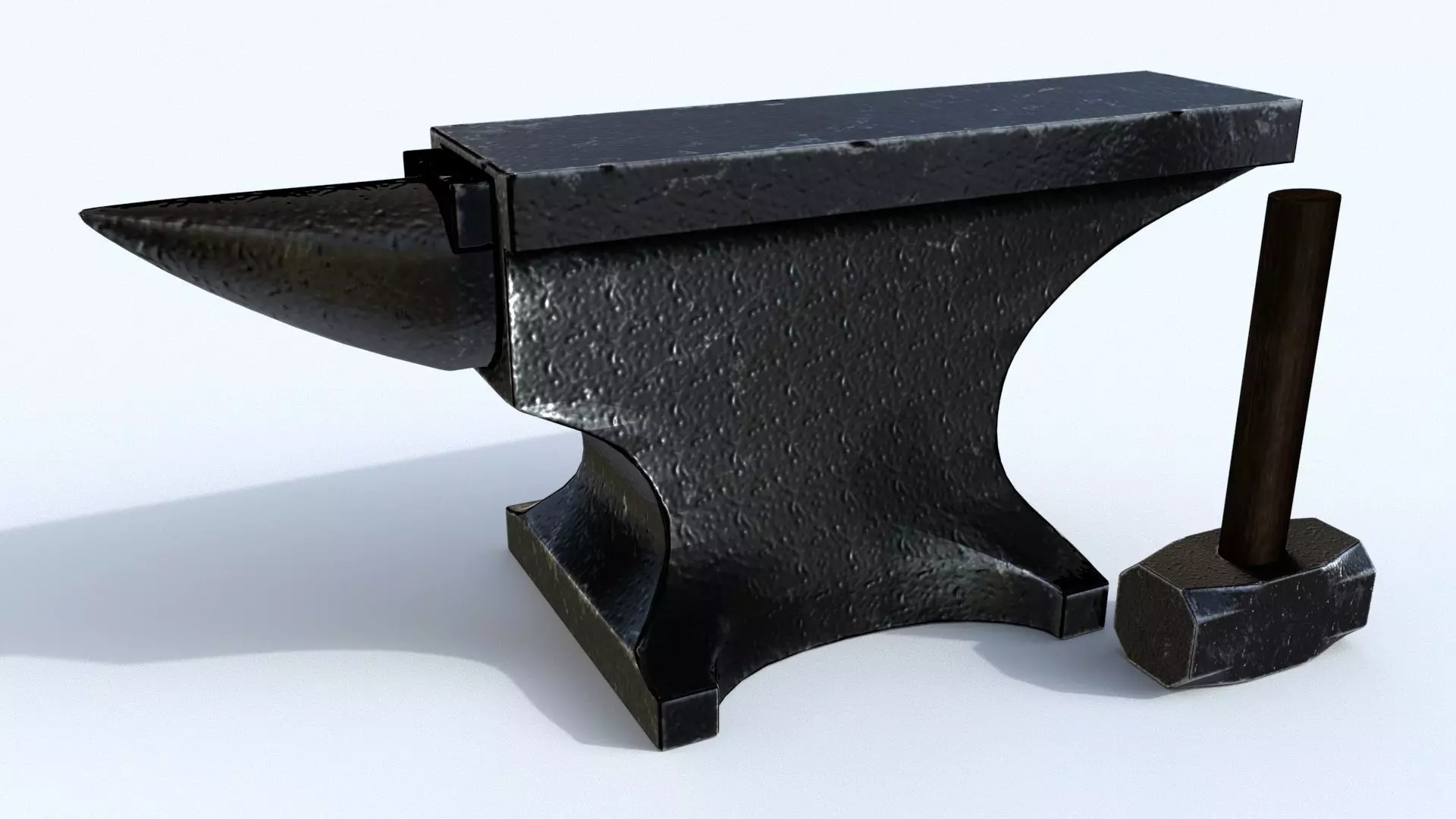 Anvil and Sledge Hammer Low-poly 3D model_0