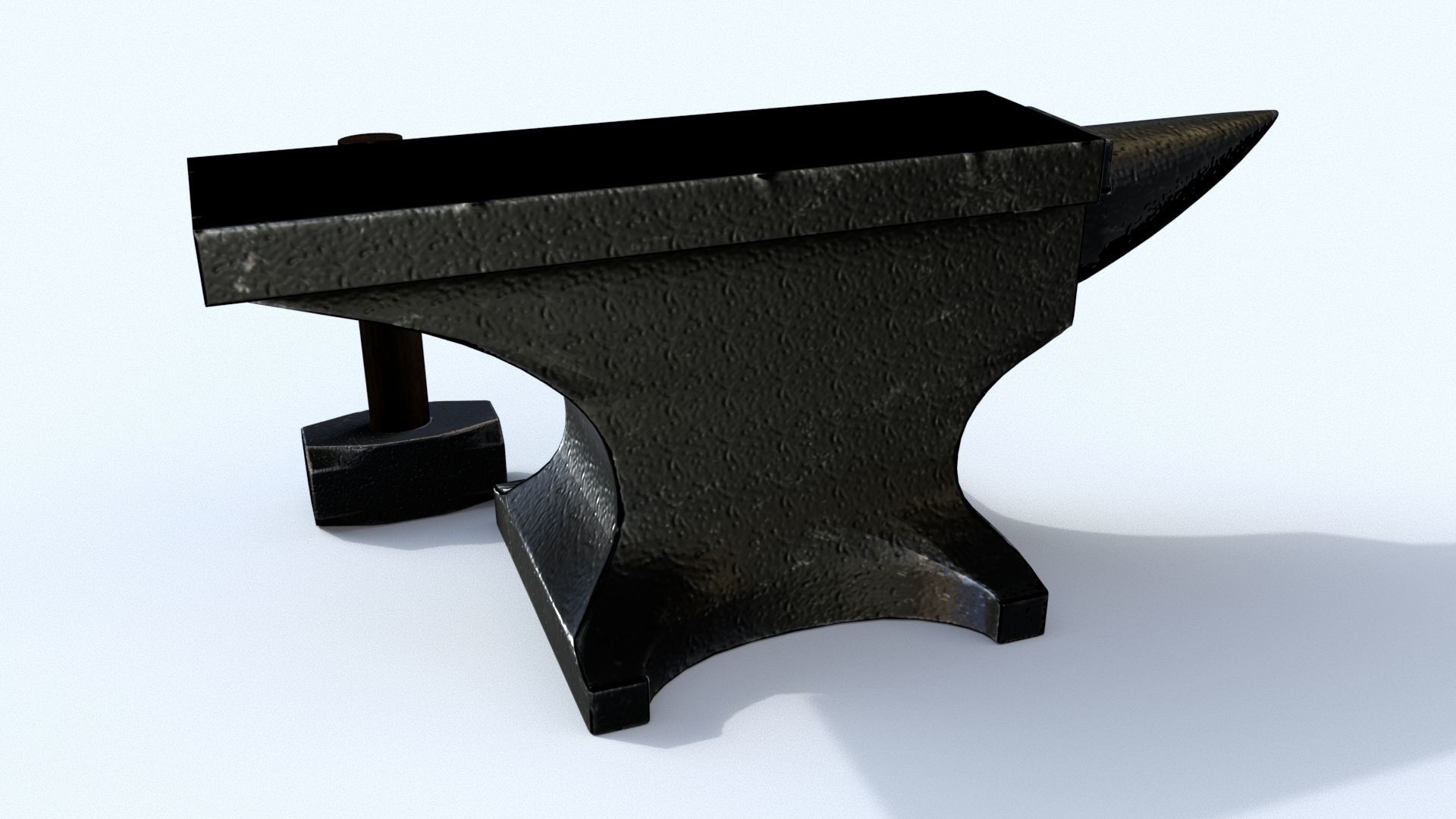 Anvil and Sledge Hammer Low-poly 3D model_1