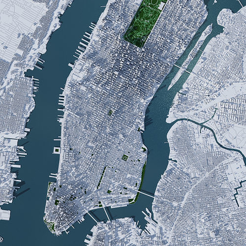 New York City MANHATTAN with Terrain 3D model