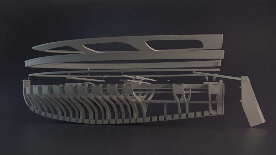 boat dinghy  3D model_2