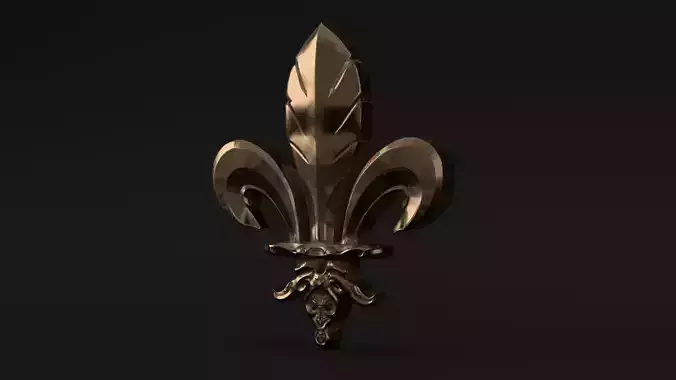 Fleur De Lis Ornament and Zbrush Brush Low-poly 3D model