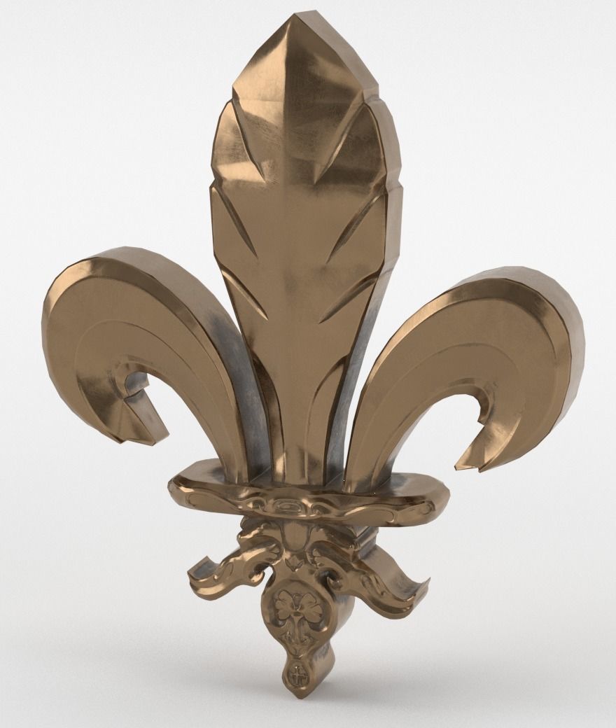 Fleur De Lis Ornament and Zbrush Brush Low-poly 3D model_1