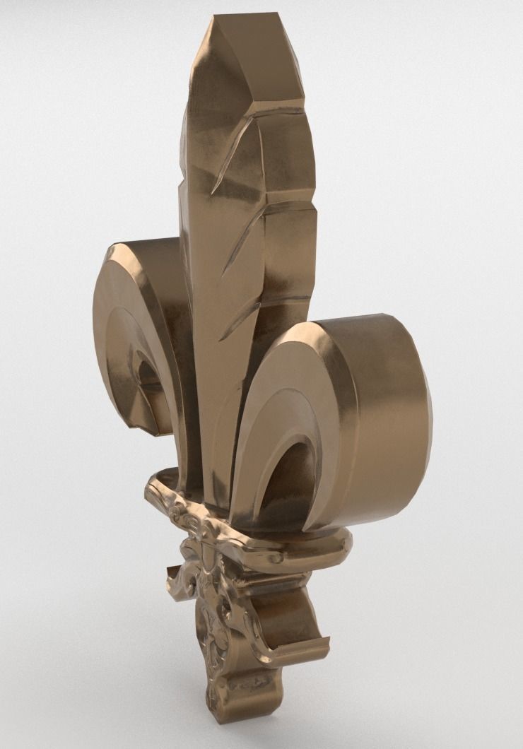 Fleur De Lis Ornament and Zbrush Brush Low-poly 3D model_2