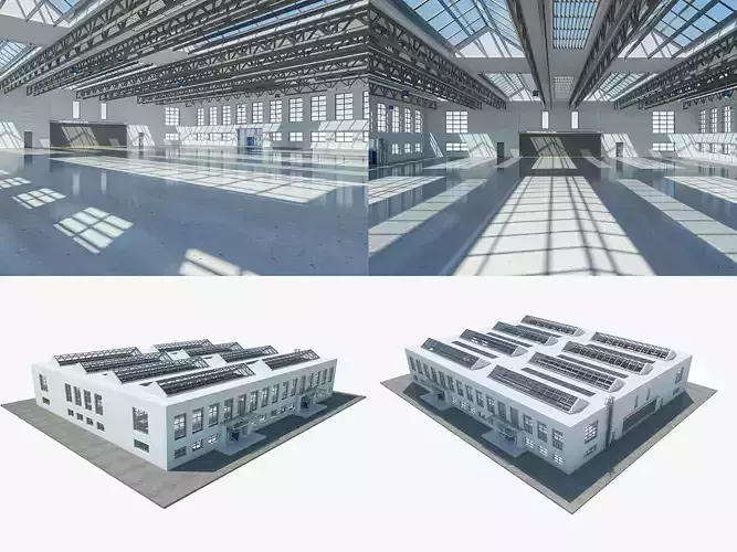 Warehouse interior and exterior 3D model