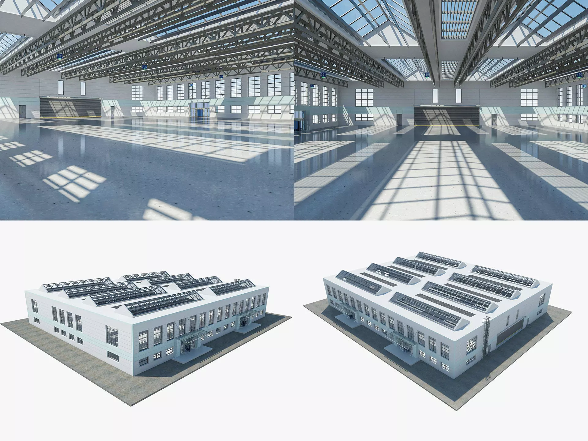Warehouse interior and exterior 3D model_0