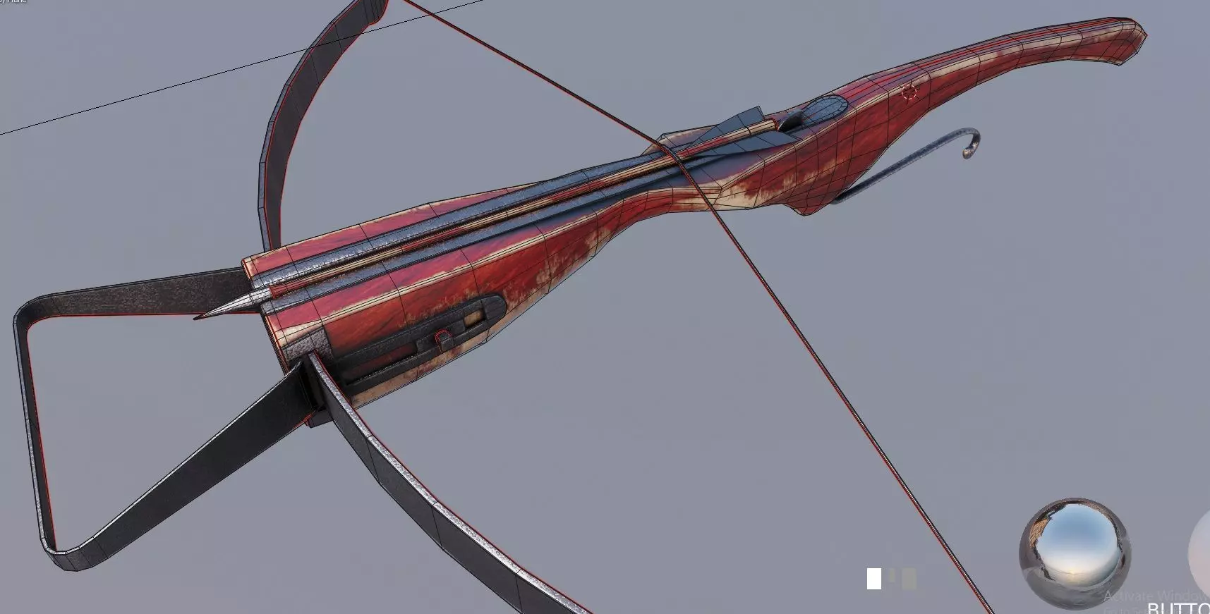 medieval crossbow weapon Low-poly 3D model_0