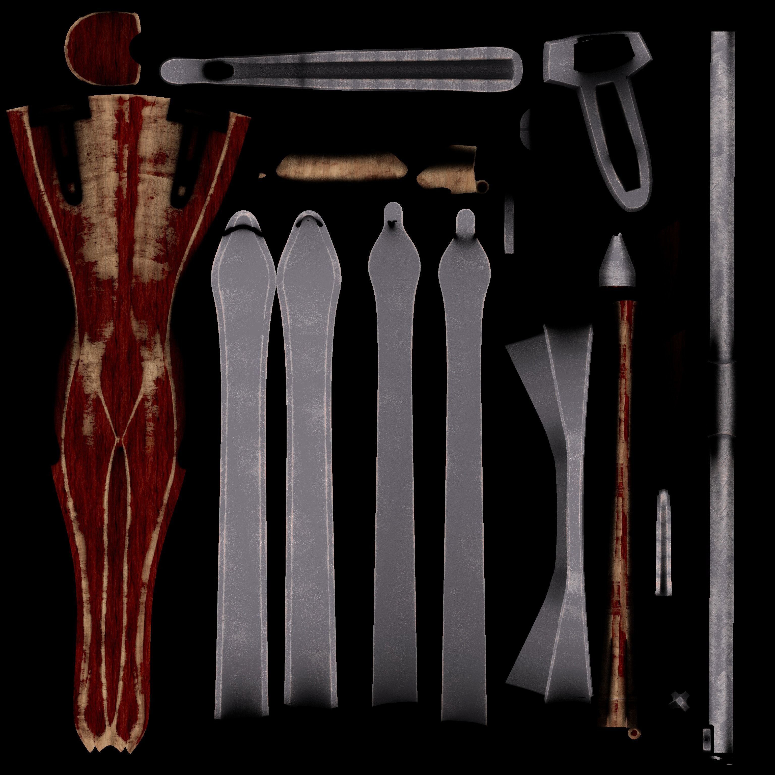 medieval crossbow weapon Low-poly 3D model_14