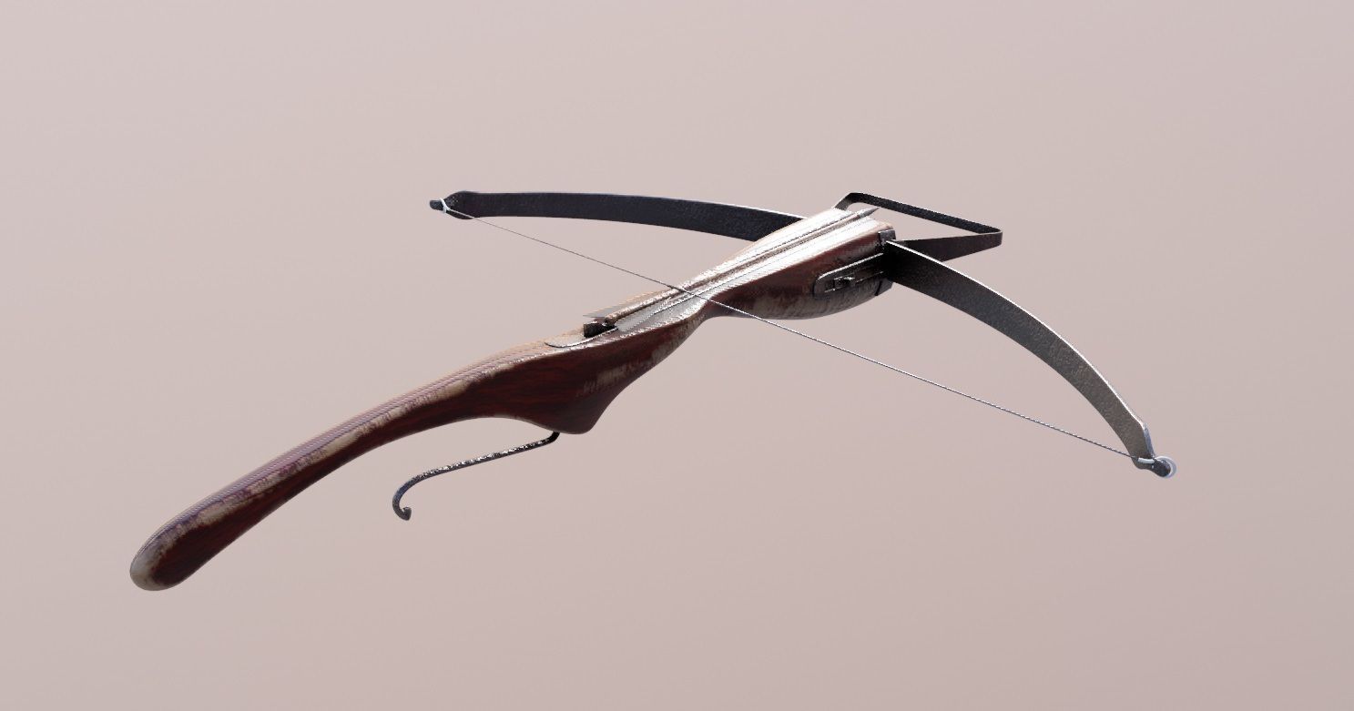 medieval crossbow weapon Low-poly 3D model_5