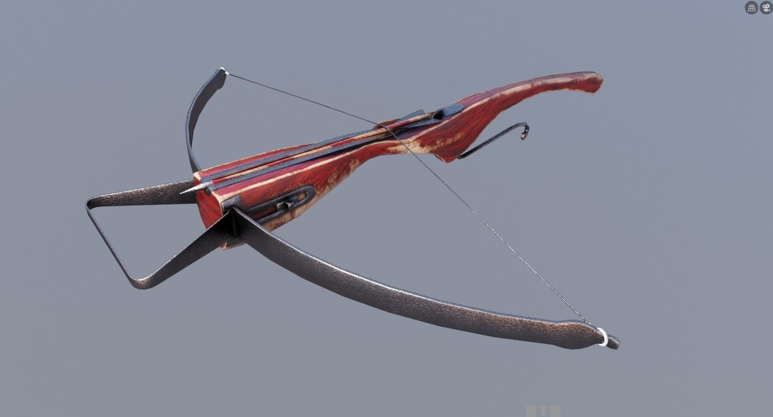 medieval crossbow weapon Low-poly 3D model_3