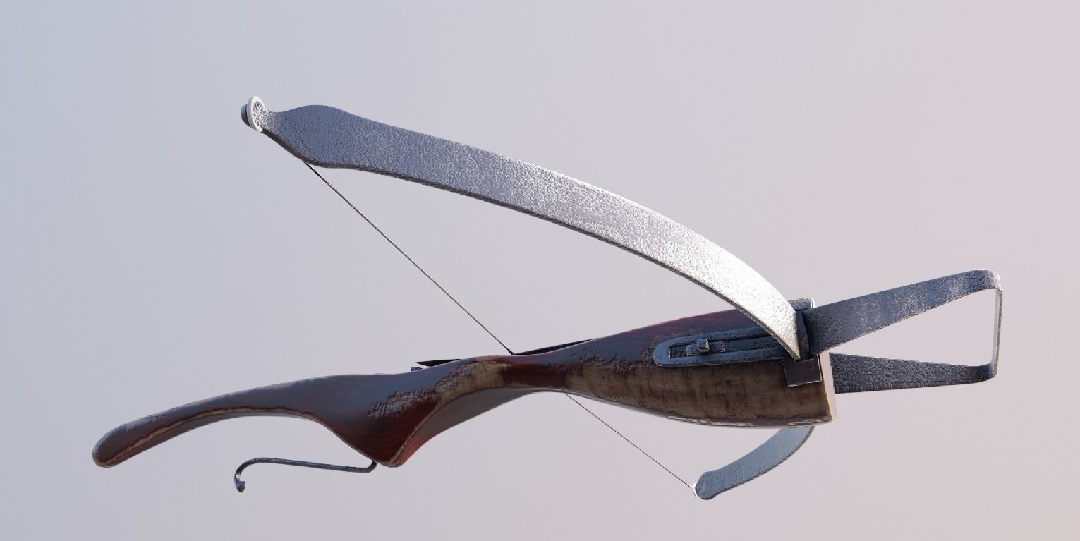 medieval crossbow weapon Low-poly 3D model_2