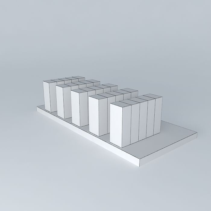 Raised Floor 2ft x 2ft tile with cabinet layout 3D model_4