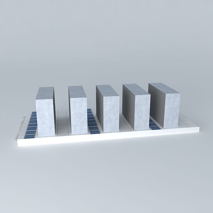 Raised Floor 2ft x 2ft tile with cabinet layout 3D model_2