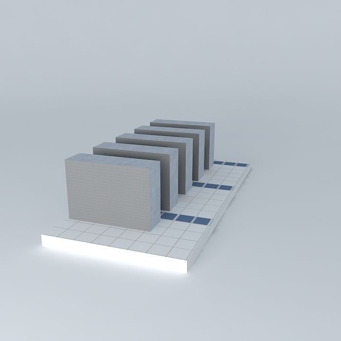Raised Floor 2ft x 2ft tile with cabinet layout 3D model_1