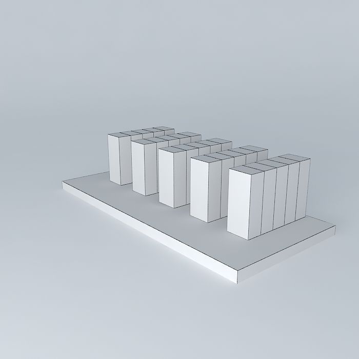 Raised Floor 2ft x 2ft tile with cabinet layout 3D model_3