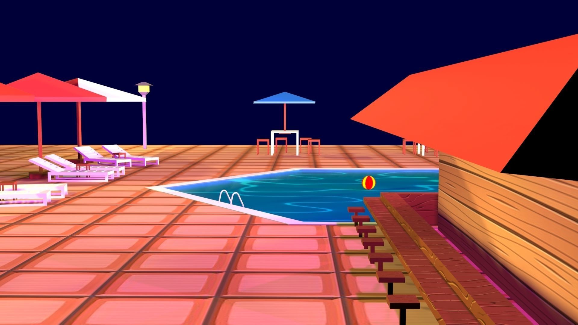 Cartoon Pool Low Poly Low-poly 3D model_7