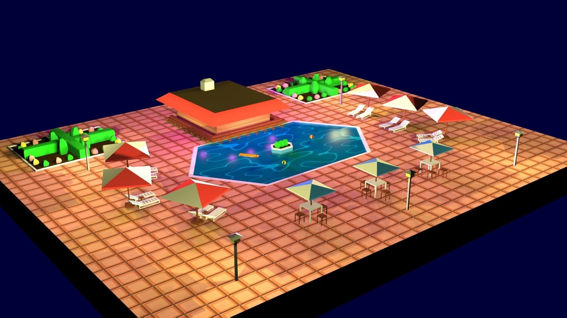 Cartoon Pool Low Poly Low-poly 3D model_1