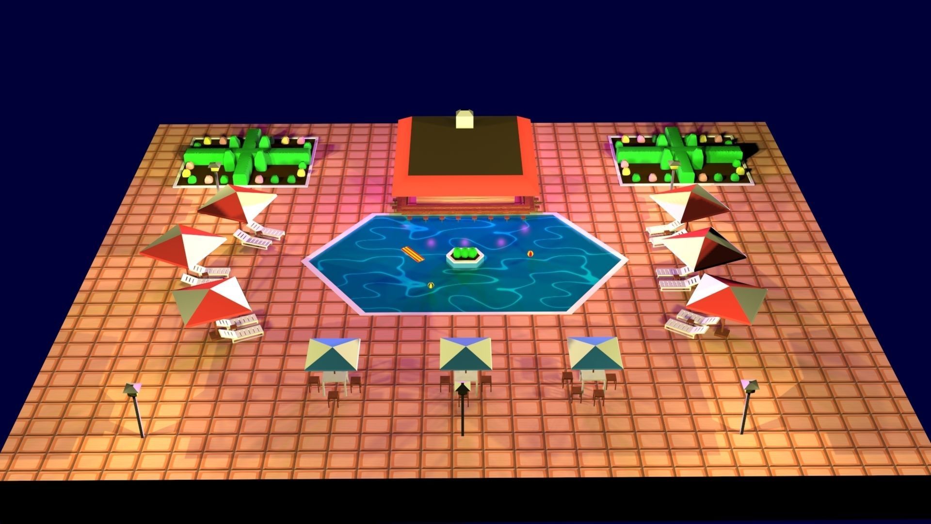 Cartoon Pool Low Poly Low-poly 3D model_12