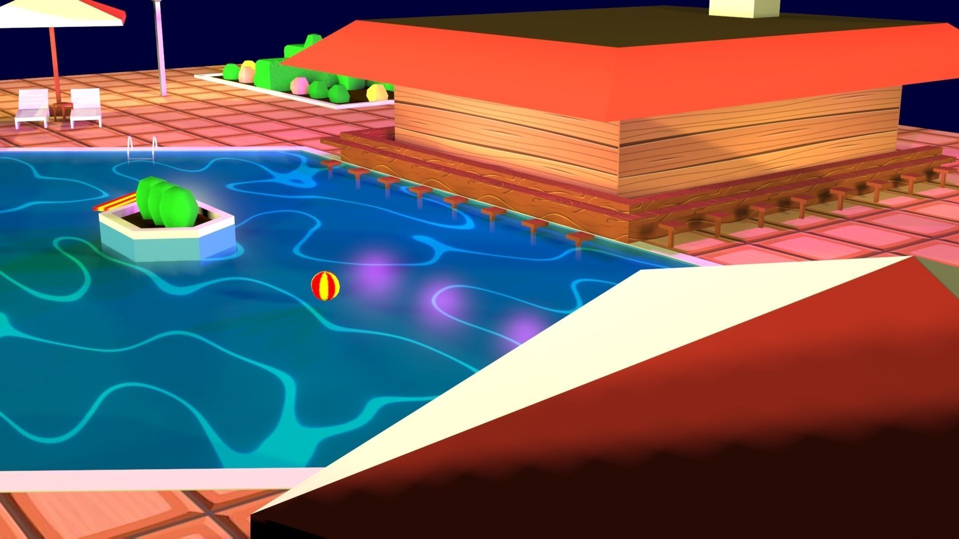 Cartoon Pool Low Poly Low-poly 3D model_3