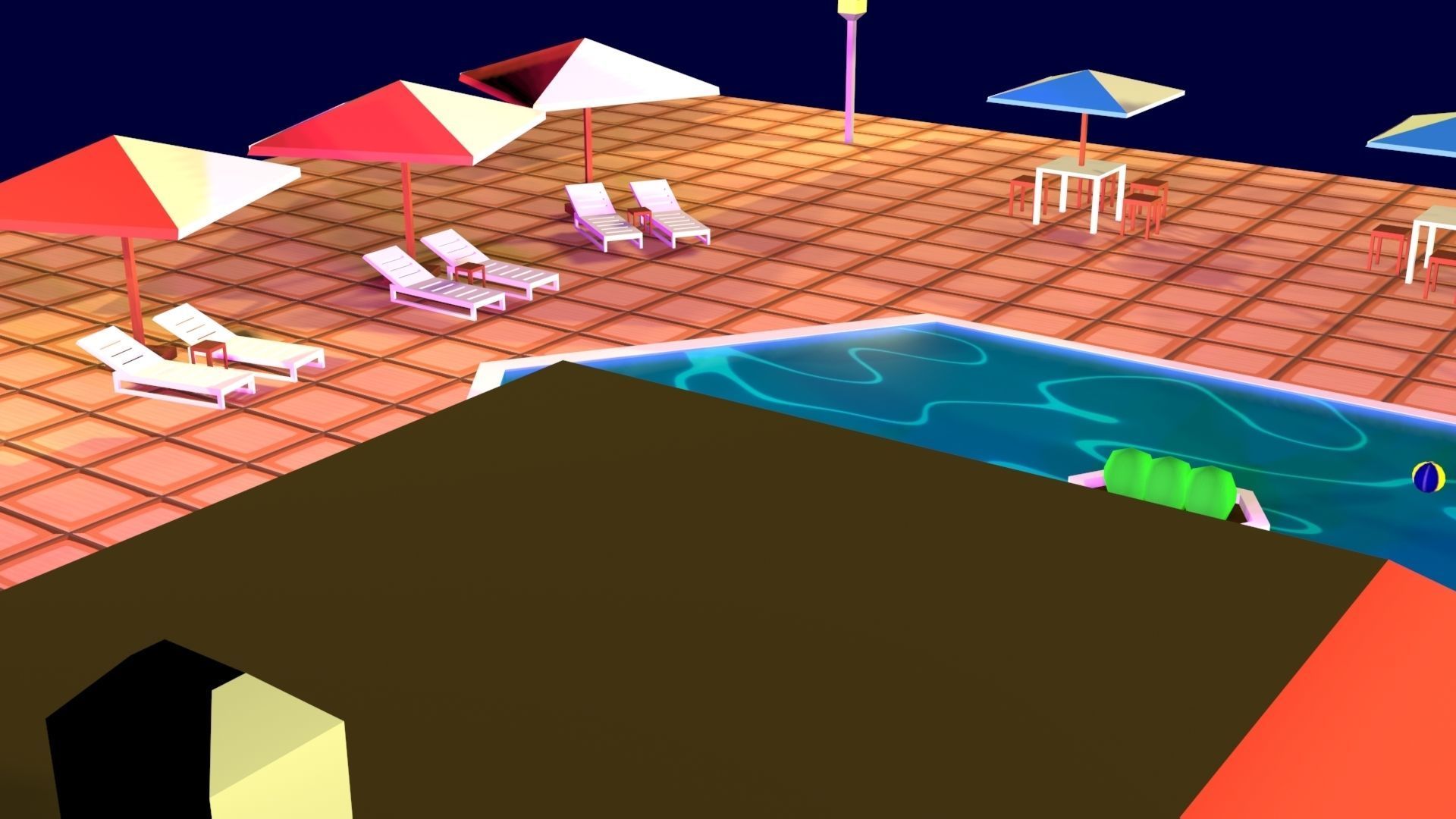 Cartoon Pool Low Poly Low-poly 3D model_10