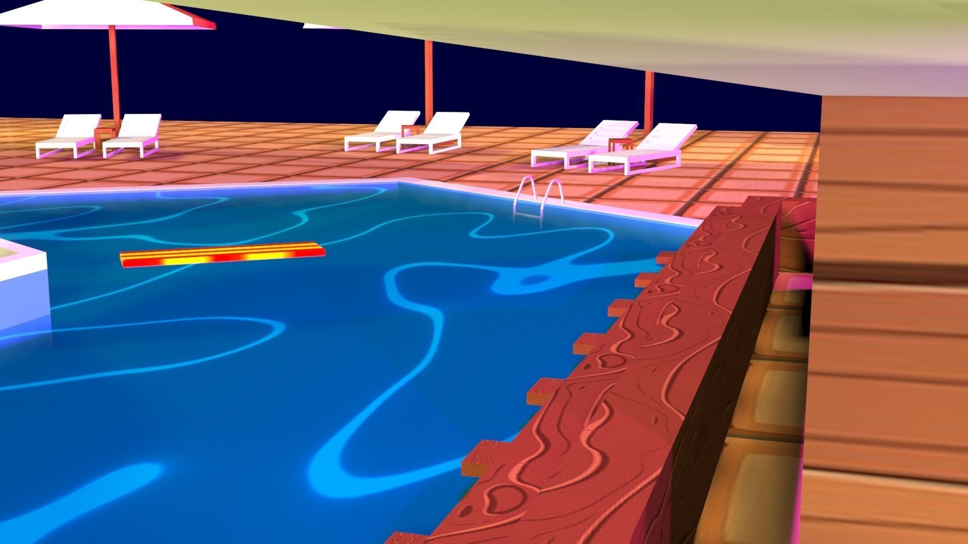 Cartoon Pool Low Poly Low-poly 3D model_6