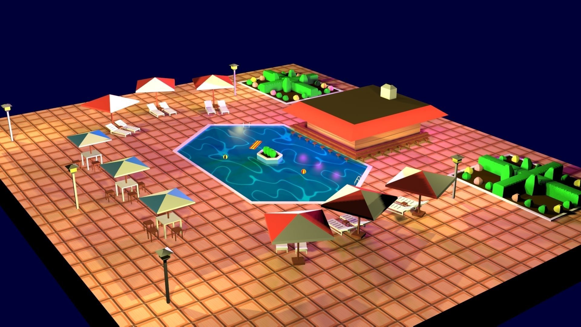 Cartoon Pool Low Poly Low-poly 3D model_8