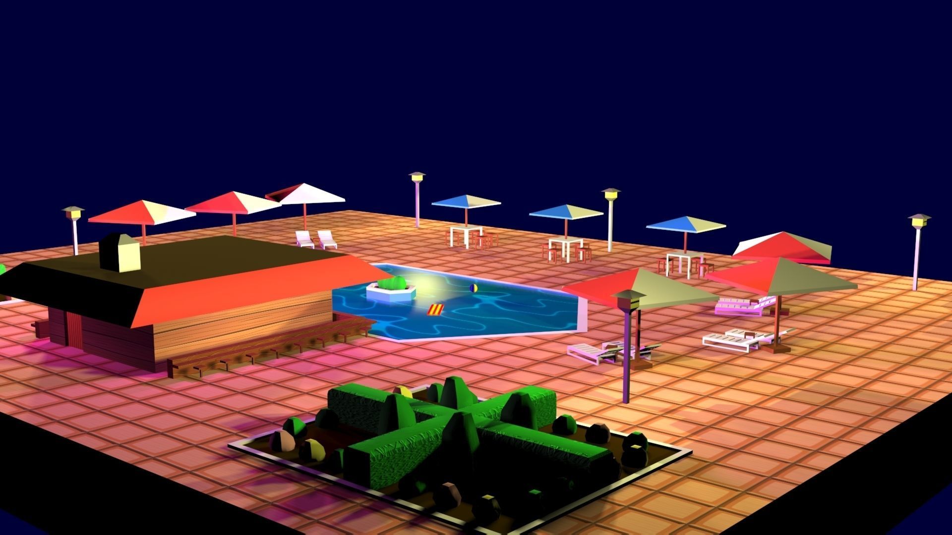 Cartoon Pool Low Poly Low-poly 3D model_24