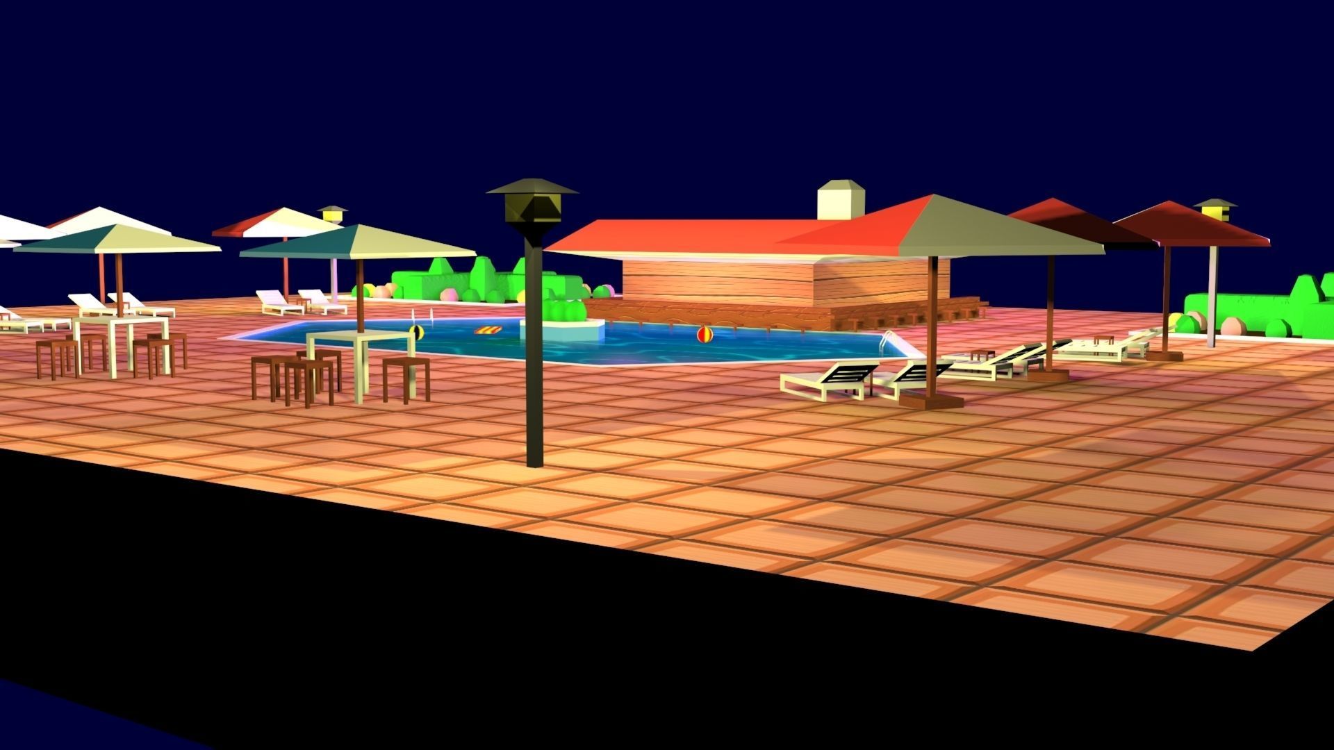 Cartoon Pool Low Poly Low-poly 3D model_9