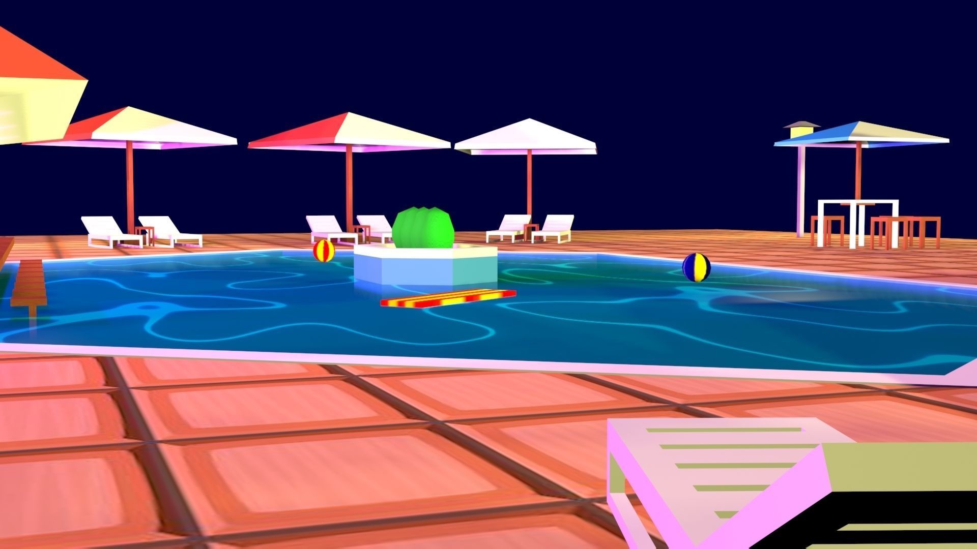 Cartoon Pool Low Poly Low-poly 3D model_25