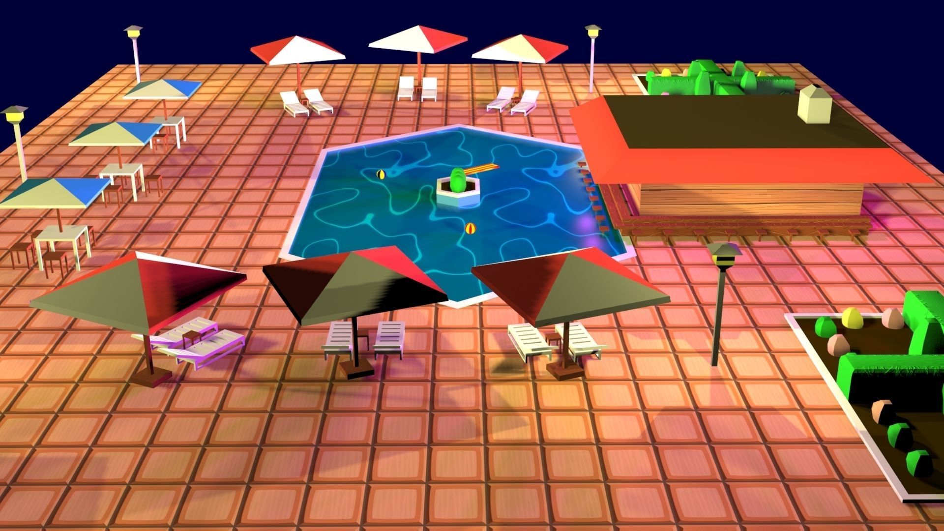 Cartoon Pool Low Poly Low-poly 3D model_21
