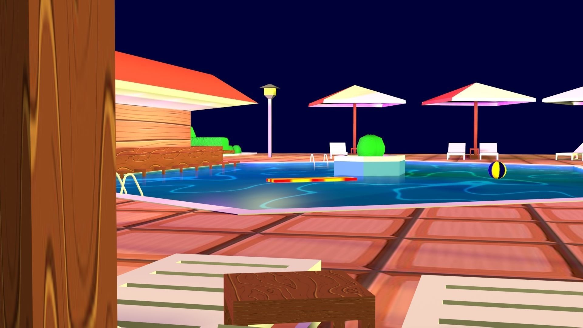 Cartoon Pool Low Poly Low-poly 3D model_19