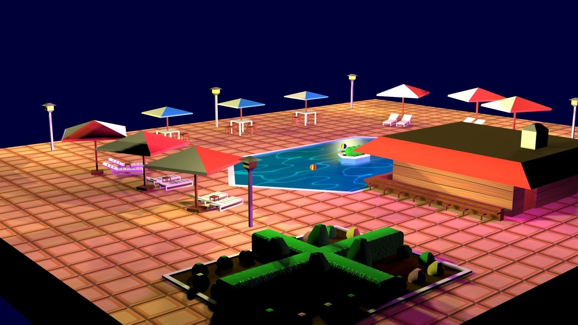 Cartoon Pool Low Poly Low-poly 3D model_22
