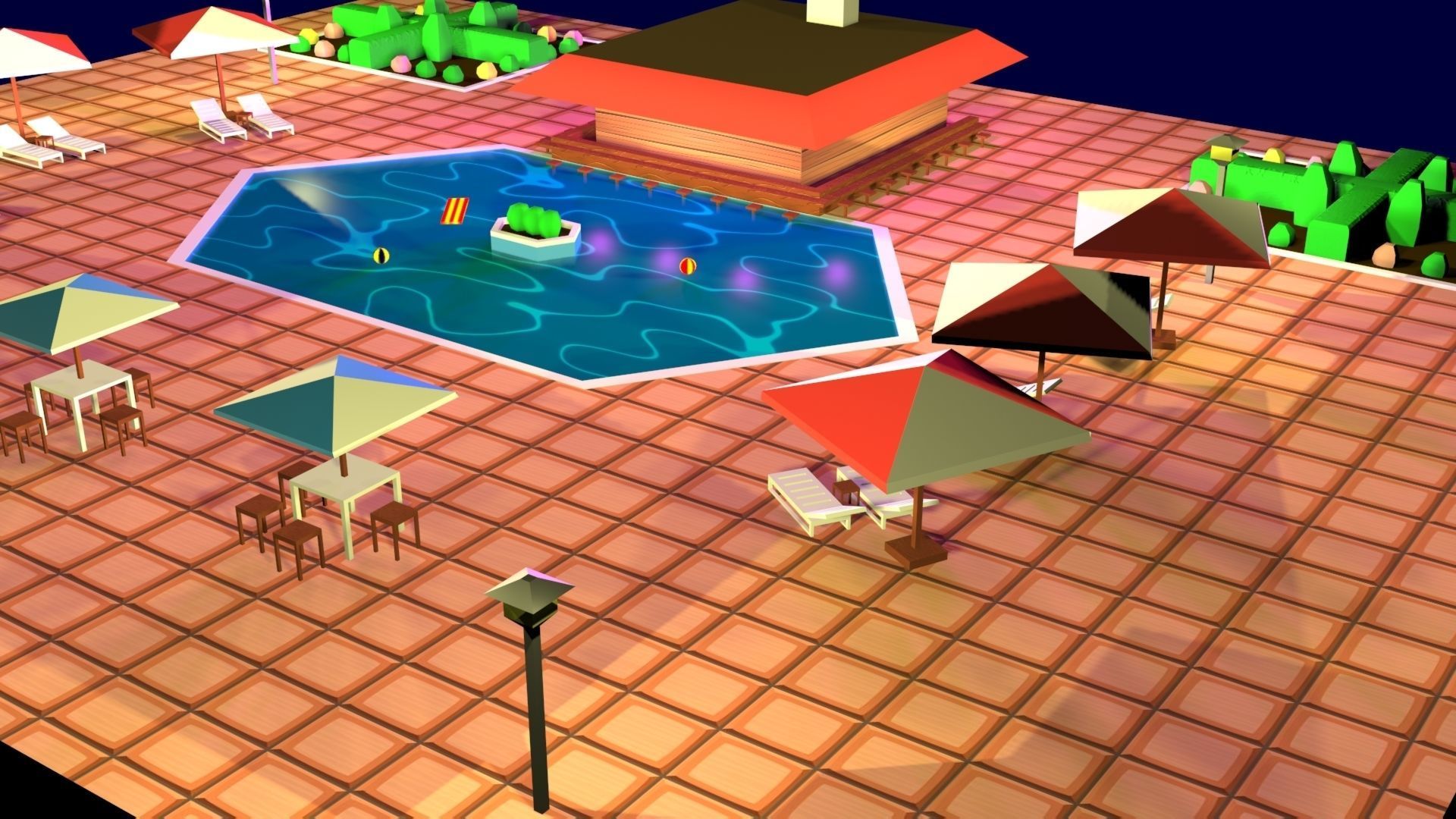 Cartoon Pool Low Poly Low-poly 3D model_20