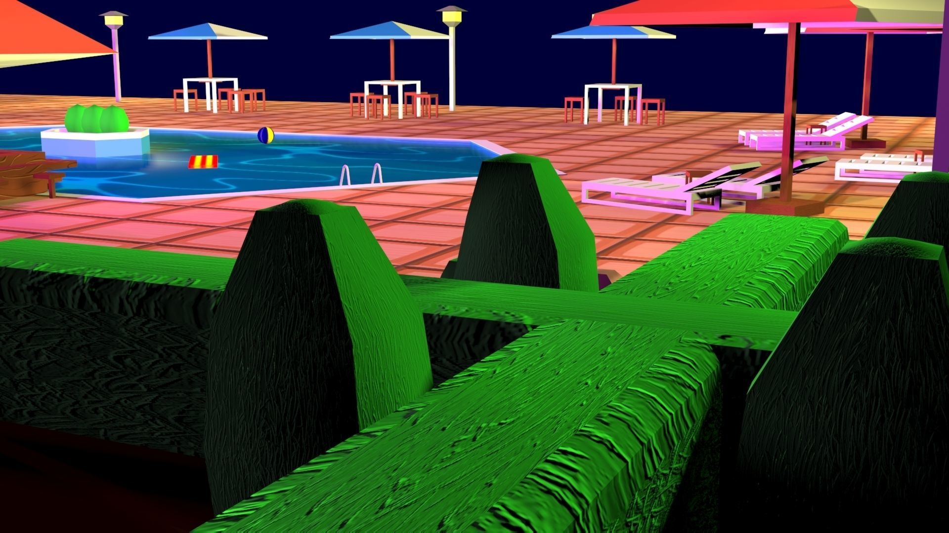Cartoon Pool Low Poly Low-poly 3D model_17