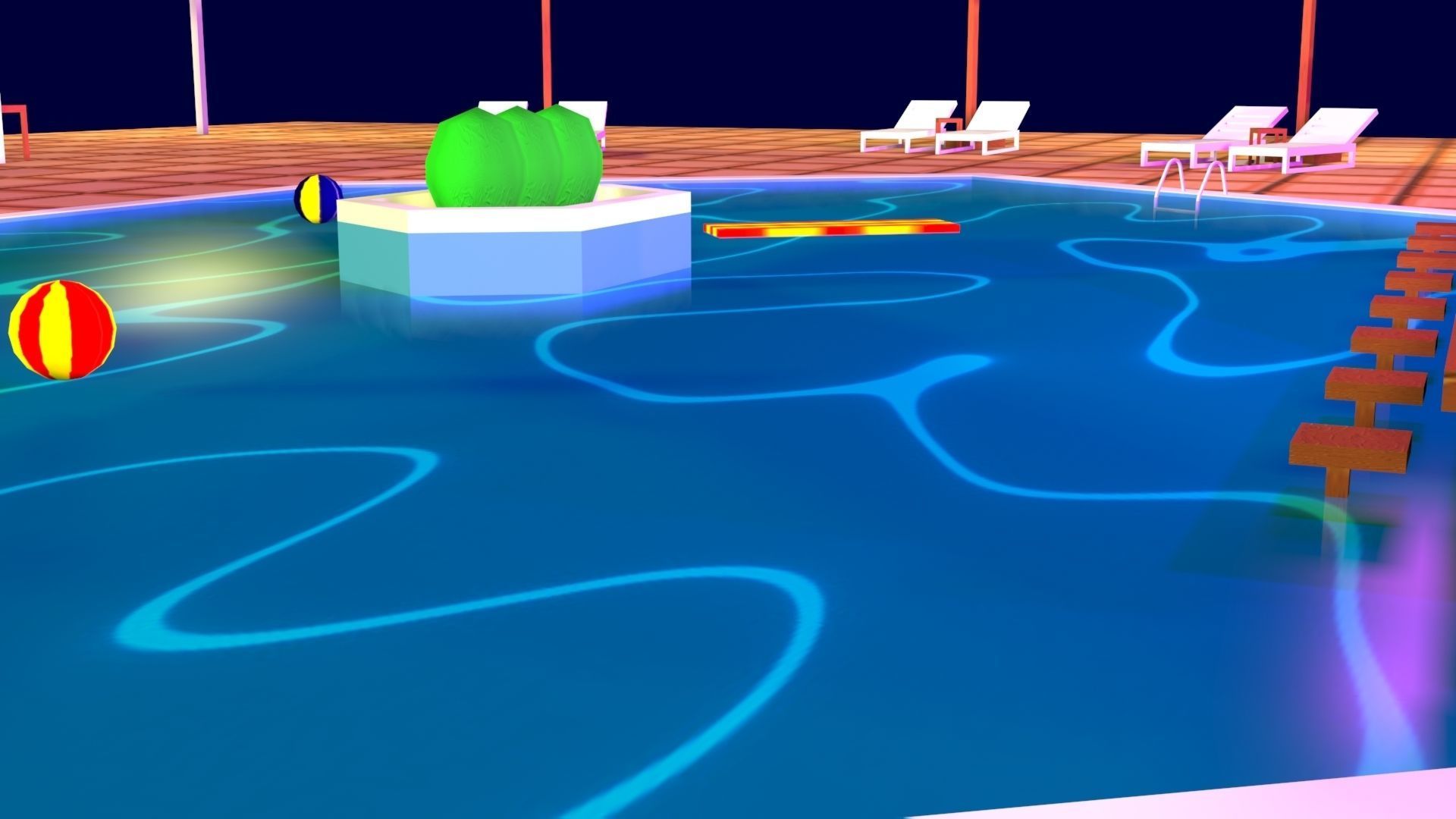 Cartoon Pool Low Poly Low-poly 3D model_5