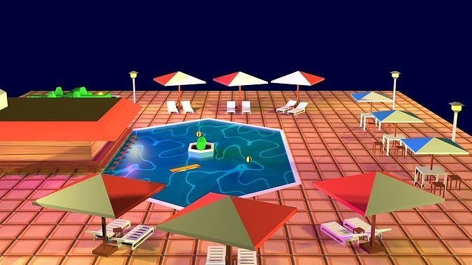 Cartoon Pool Low Poly Low-poly 3D model