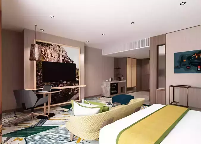 Hotel - Luxury Wealthy Suite Scene and Bathroom