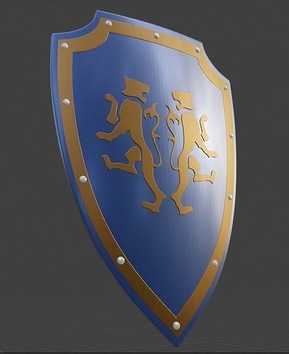 Medieval Two Tiger Emblem Shield Blender 3D printable 3MF OBJ Free 3D print model